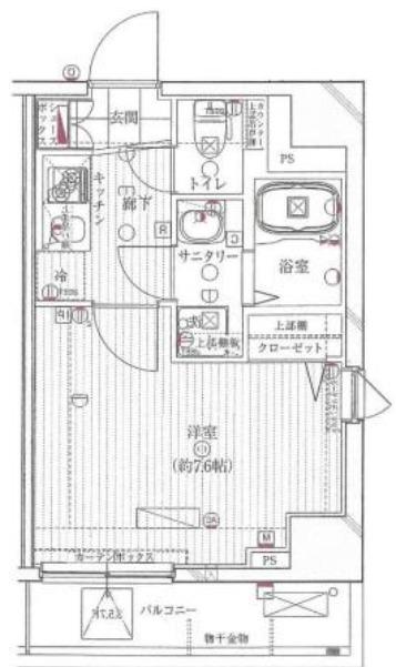 ガリシア清澄白河(1K/2階)の間取り写真