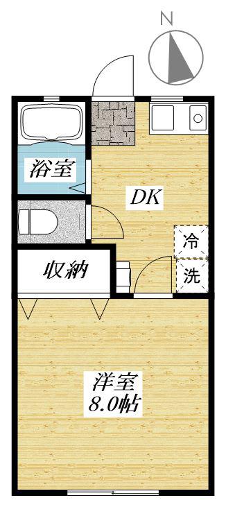 DOME-TAMA J棟(1DK/2階)の間取り写真