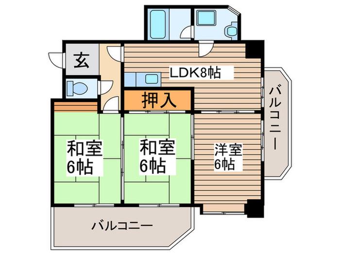 メゾン瑞和(3LDK/5階)の間取り写真