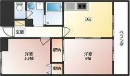 エスペランサ豊中(2DK/4階)の間取り写真