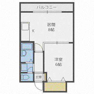 ドミローレル第8(1DK/7階)の間取り写真