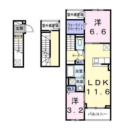 アルカディアII(2LDK/3階)の間取り写真