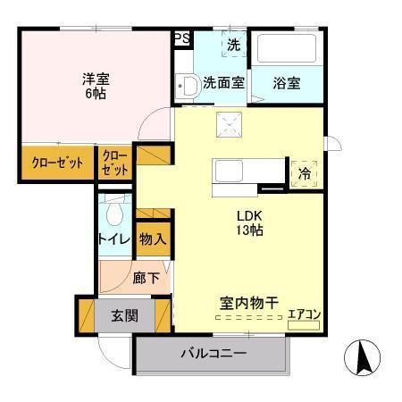メゾン・ド・ヴェルジェ A(1LDK/1階)の間取り写真