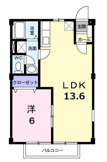 パセオローザ(1LDK/2階)の間取り写真