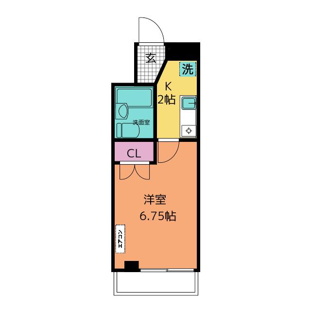 アーバンシティAOKI(1K/2階)の間取り写真