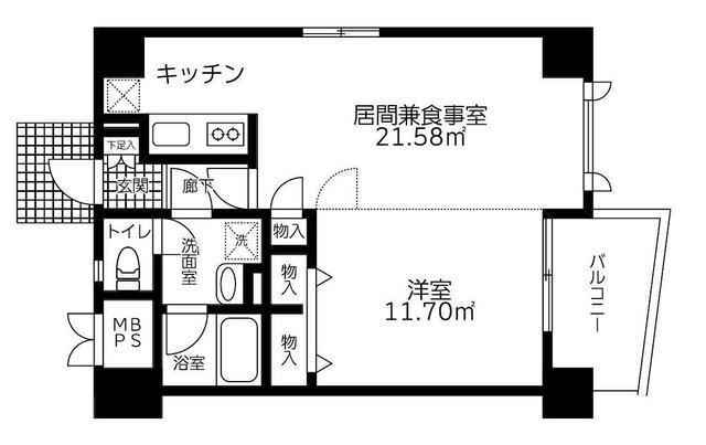 ルミエール上大崎(1LDK/11階)の間取り写真
