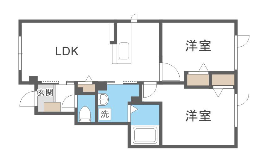ひばりヶ丘レジデンスA棟(2LDK/1階)の間取り写真