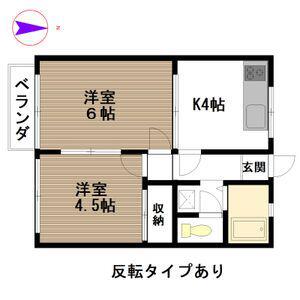 コーポラスシモハラ(2K/2階)の間取り写真