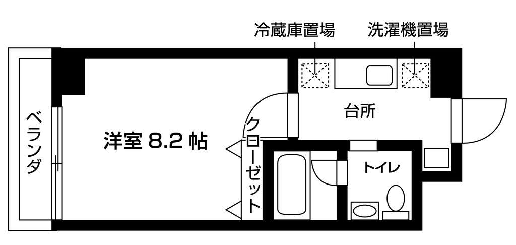 ロムーア山手通(1K/2階)の間取り写真