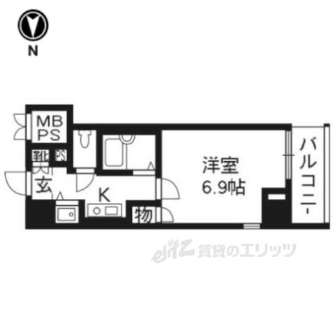 リーガル京都河原町Ⅲ(1K/9階)の間取り写真