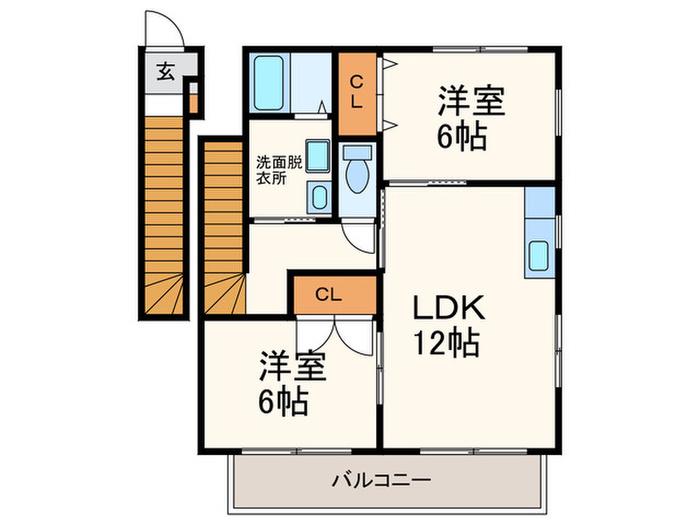 さなえ館II(2LDK/2階)の間取り写真