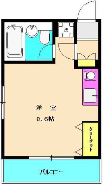 ベルツリー淵野辺(1K/1階)の間取り写真