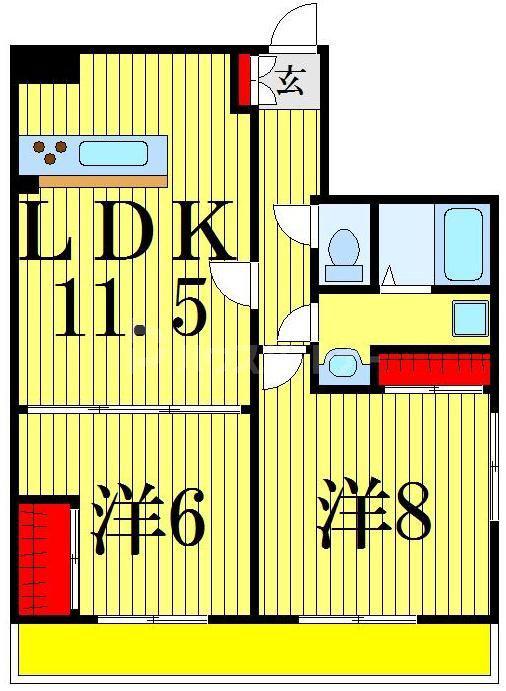 センターパーク柴又(2LDK/5階)の間取り写真