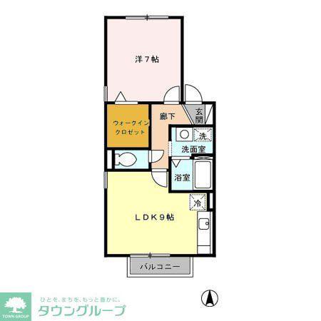 アムールB(1LDK/2階)の間取り写真