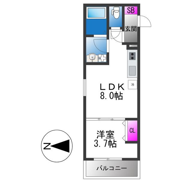 D PORTA TRAPA(1LDK/3階)の間取り写真