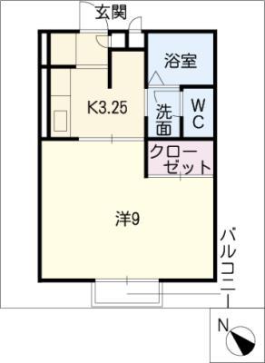 シンフォニースクエアー(1K/2階)の間取り写真