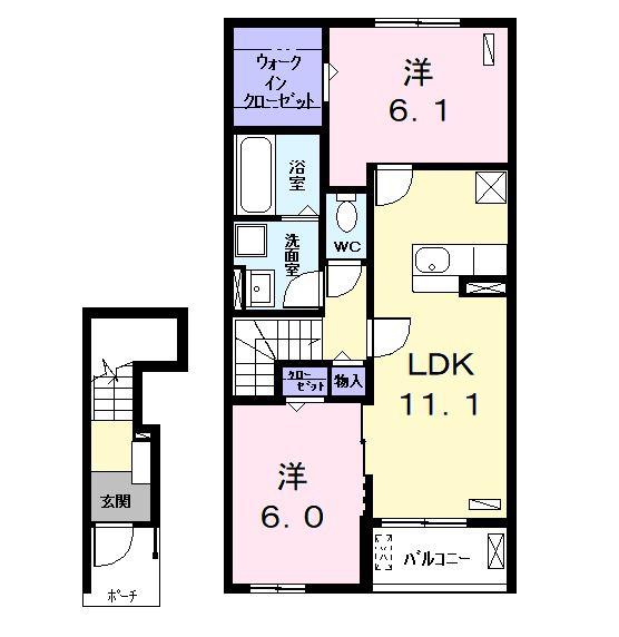 サングレースパイン(2LDK/2階)の間取り写真
