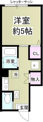 チェスナッツ蒲田(1K/1階)の間取り写真