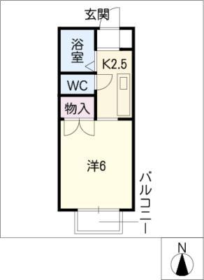 グリーンヒル山手(1K/2階)の間取り写真