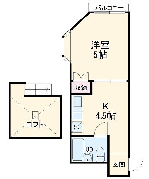 ピア元町(1K/2階)の間取り写真