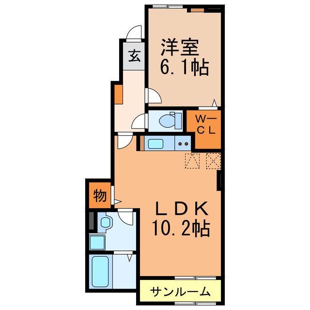 オレンジガーデン(1LDK/1階)の間取り写真