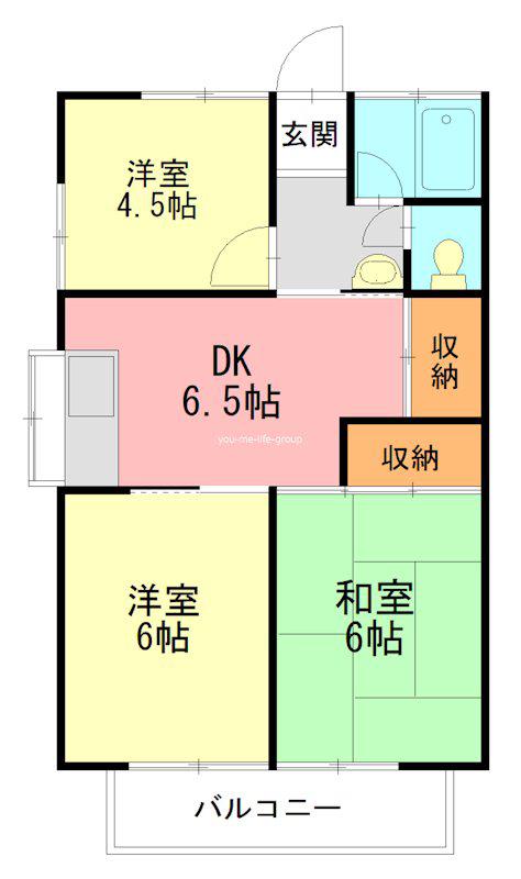 サンハイツ岩本(3DK/2階)の間取り写真