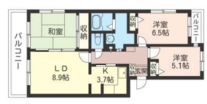 Jパレス三鷹(3LDK/4階)の間取り写真