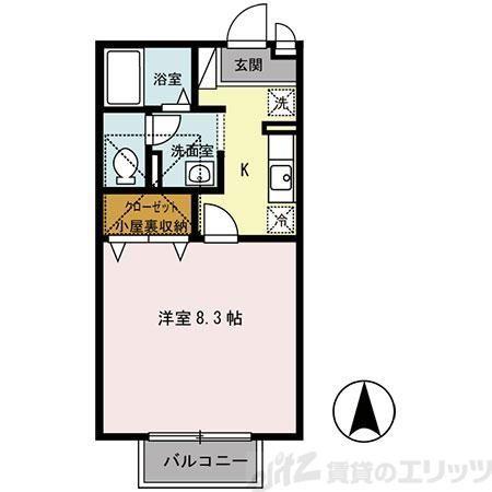 サンハイツ(1K/2階)の間取り写真