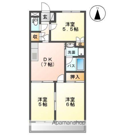 コンフォール壱番館(3DK/1階)の間取り写真