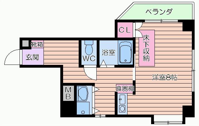 88堂島ウィング(ワンルーム/5階)の間取り写真