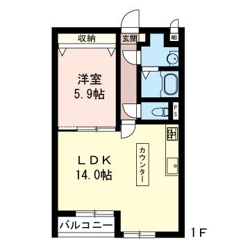 プルミエール(1LDK/1階)の間取り写真