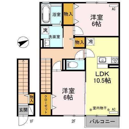 プレシャス藤岡 A棟(2LDK/2階)の間取り写真