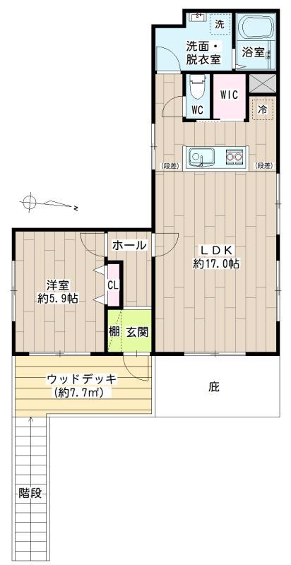 PINE TREE(1LDK/2階)の間取り写真