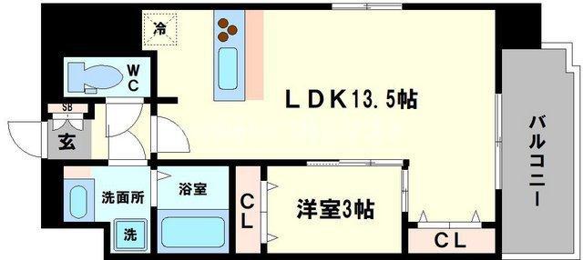 スプランディッド難波サウス(1LDK/4階)の間取り写真