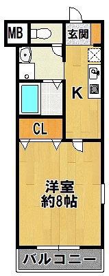 クロスAKT(ワンルーム/3階)の間取り写真