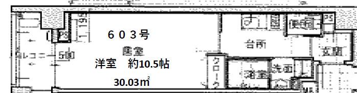 RITZ SQUARE LAND QBE(1K/6階)の間取り写真