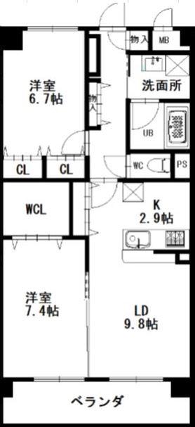 プリマヴェーラ(2LDK/3階)の間取り写真