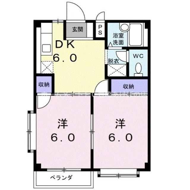 エルディムナツメD(2DK/2階)の間取り写真