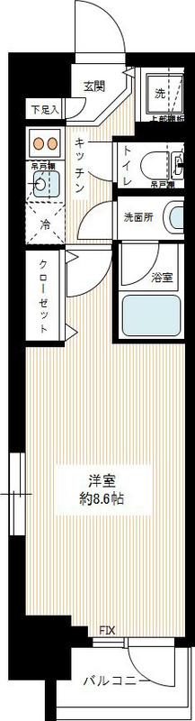 プレディアンスフォート錦糸町H HYS(1K/4階)の間取り写真