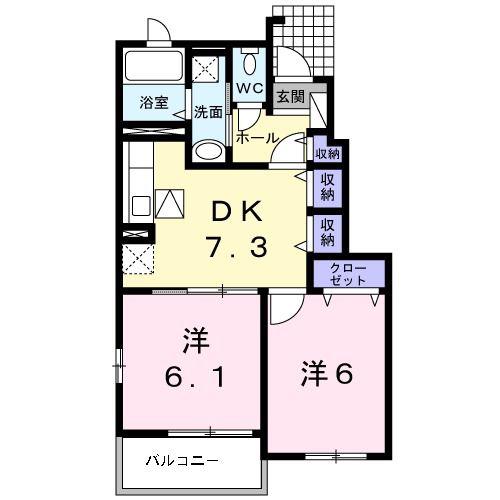 CAMELOT・K(2DK/1階)の間取り写真