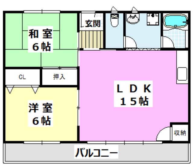 摂津シティフラッツ(2LDK/4階)の間取り写真