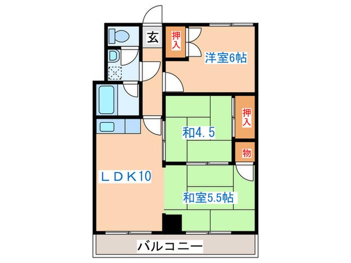 平岸グランドハイツ(3LDK/6階)の間取り写真