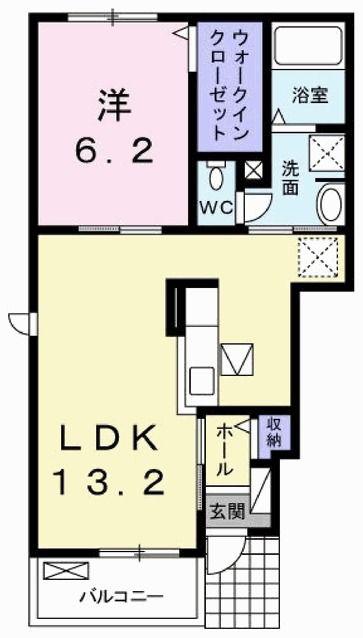 エレガンテ ヴィラII(1LDK/1階)の間取り写真