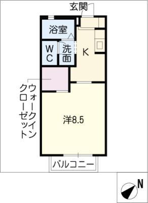グレイス泰山A(1K/2階)の間取り写真