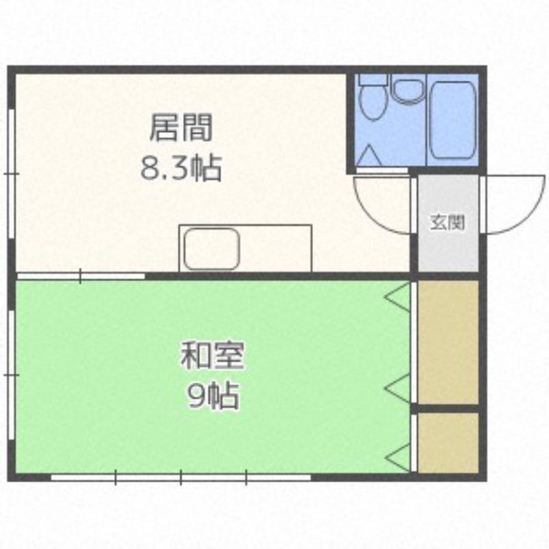 奥ビルマンション(1DK/1階)の間取り写真