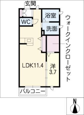 エクセルコート(1LDK/1階)の間取り写真