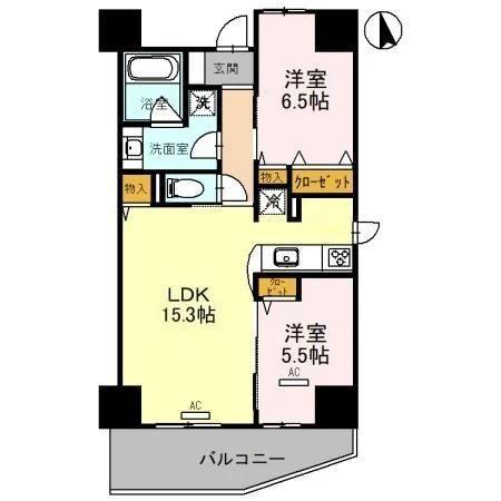 グランドポー(2LDK/5階)の間取り写真