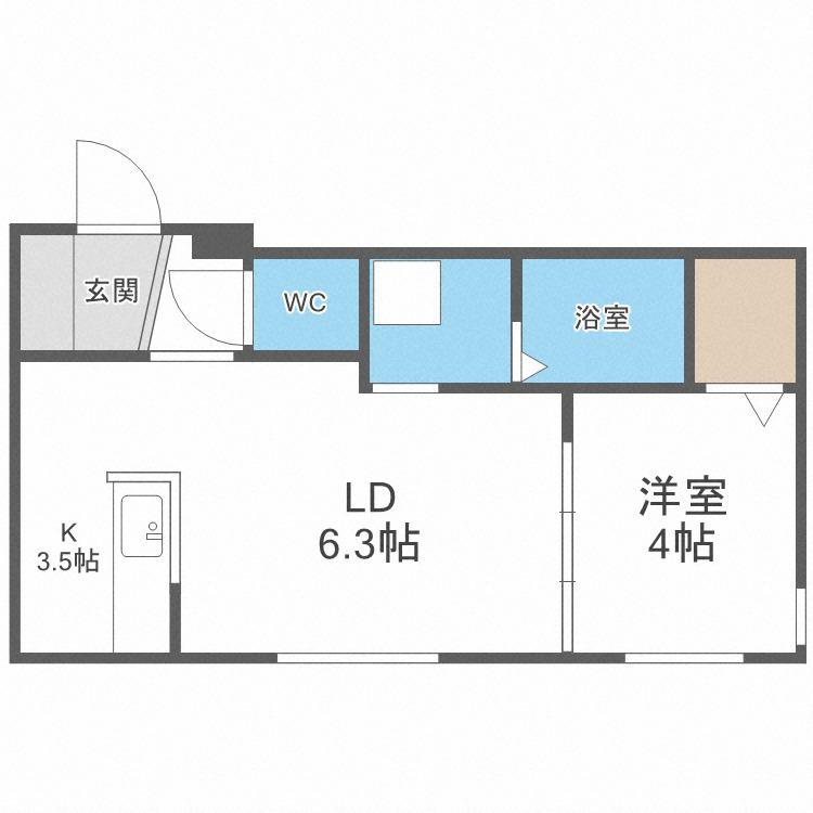 TERRACE KASUMI(1LDK/4階)の間取り写真