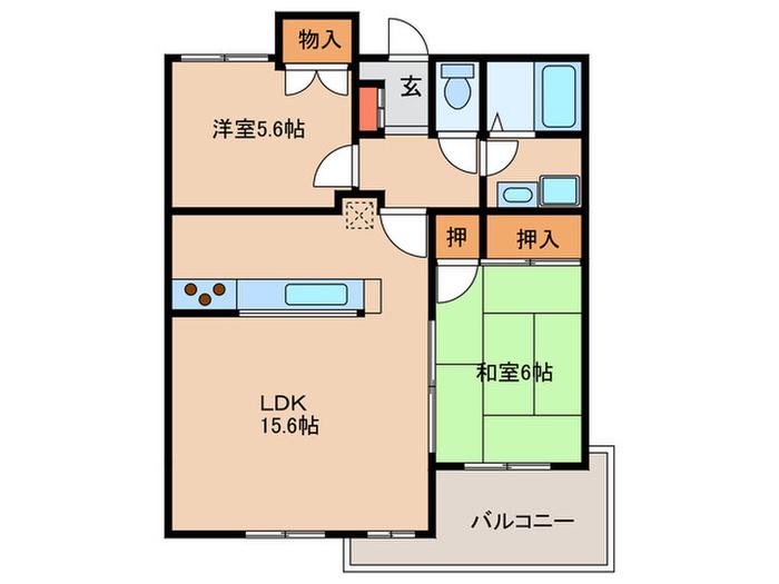 プリマヴェラ五月台(2LDK/3階)の間取り写真