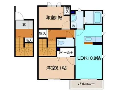ヴァンベールII B棟(2LDK/2階)の間取り写真